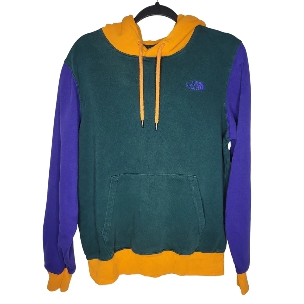 The North Face Men's Color Block Pullover Hoodie Green Blue Orange Size Small